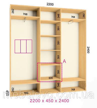 Шафа-купе 3 двері Стандарт 220х60 h-240, ТМ Фенікс, фото 1