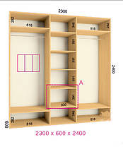 Шафа-купе 3 двері Стандарт 230х60 h-240, ТМ Фенікс, фото 2