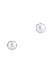 Сережки-пусети срібні із сірими перлами Е-542