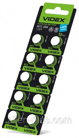 Батарейка годинникова Videx AG 13(LR44) blister 10 pc card