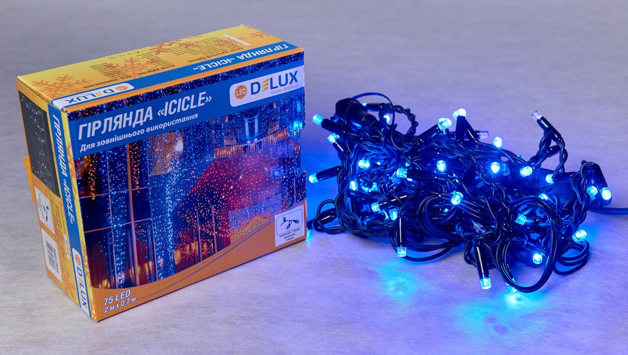 Світлодіодна гірлянда DELUX є icicle 18 flash 2 х 0,7 м 75LED Синій/Чорний