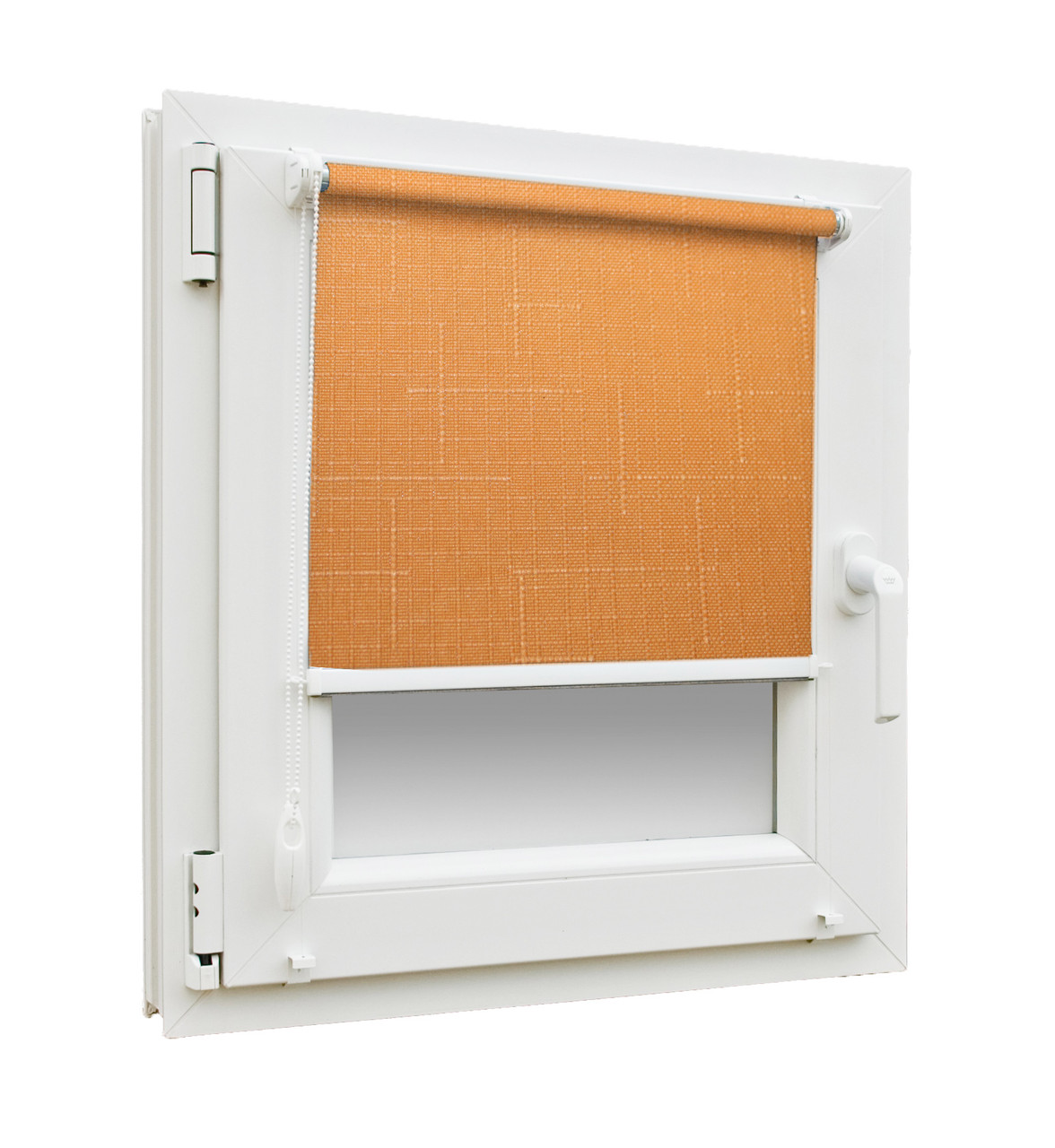 Готові рулонні штори Льон 852 розмір 400х1650мм (помаранчевий колір) з фіксацією