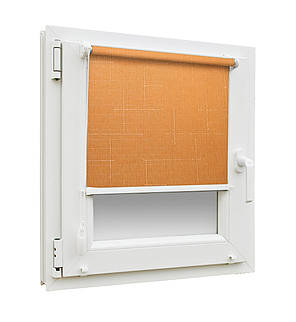 Готові рулонні штори Льон 852 розмір 400х1650мм (помаранчевий колір) з фіксацією, фото 1