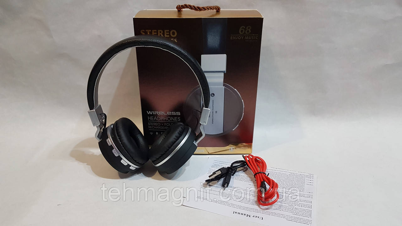 Бездротові навушники Bluetooth стерео гарнітура 68 FM/MP3