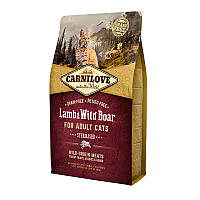 Корм для котов Carnilove Cat Sterilised 6кг, с ягненком и мясом дикого кабана для стерилизованных