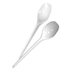 Ложка пластикова для кави біла 13см./100шт.
