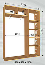 Шафа-купе 2 двері Стандарт 170х45 h-210, ТМ Фенікс, фото 2
