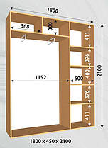 Шафа-купе 2 двері Стандарт 180х45 h-210, ТМ Фенікс, фото 2