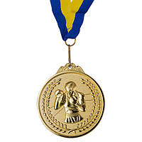 Медаль спортивна зі стрічкою Бокс (d-6,5см,1-золото, 2-срібло, 3-бронза)