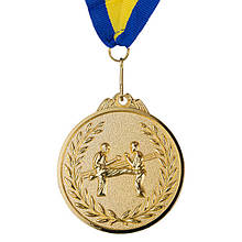 Медаль спортивна зі стрічкою Карате (метал, d-6,5см, 36g, 1-золото, 2-срібло, 3-бронза) 10 шт.