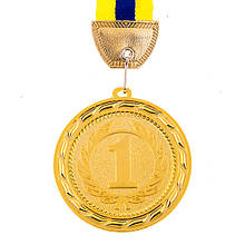 Медаль спортивна зі стрічкою (метал, d-7 см, 37g, 1-золото, 2-срібло, 3-бронза) 10 шт.