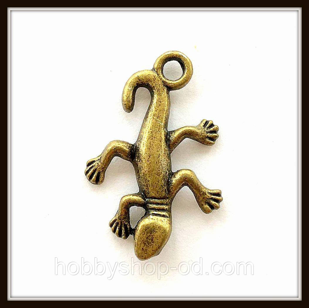 Метал. підвіска "ящірка" бронза (см) 12 шт., фото 1