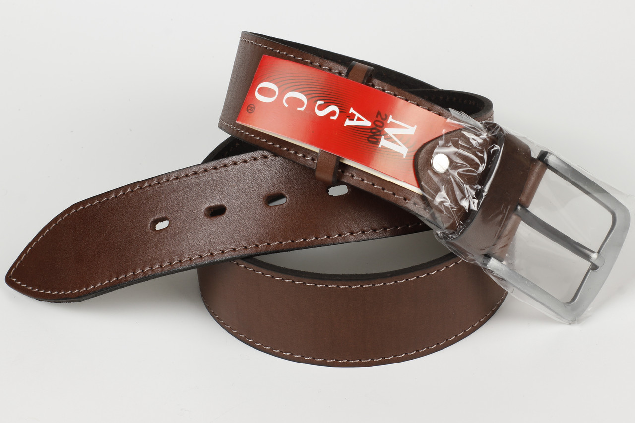 Ремінь шкіряний джинсовий коричневий Masco 45 мм