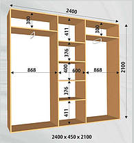 Шафа-купе 3 двері Стандарт 240х45 h-210, ТМ Фенікс, фото 2