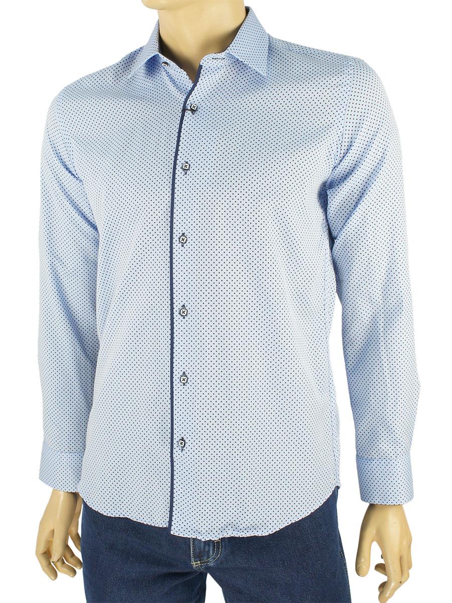 Приталена чоловіча сорочка Negredo 1079 C:02 в блакитному тоні, фото 1