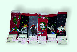 Красиві теплі (махрові всередині) новорічні жіночі шкарпетки