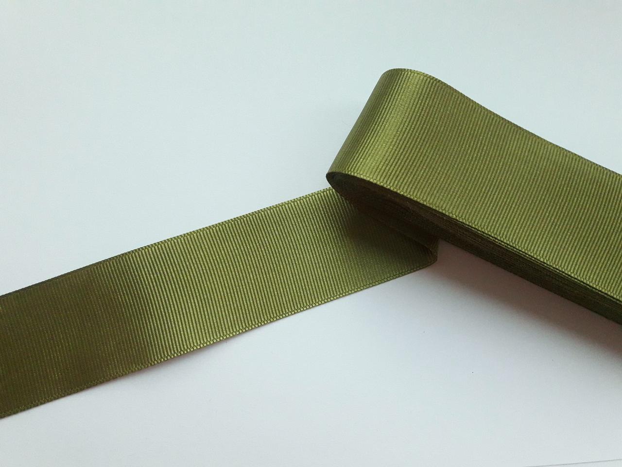 Тасьма репсова стрічка широка Стрічка репсова 4 см 40 мм, оливкова, хакі світла № 73. Туреччина