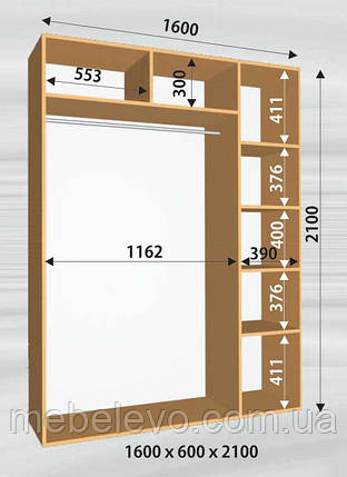 Шафа-купе 2 двері Стандарт 160х60 h-210, ТМ Фенікс, фото 1