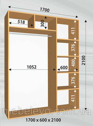 Шафа-купе 2 двері Стандарт 170х60 h-210, ТМ Фенікс, фото 1