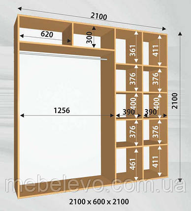 Шафа-купе 2 двері Стандарт 210х60 h-210, ТМ Фенікс, фото 1