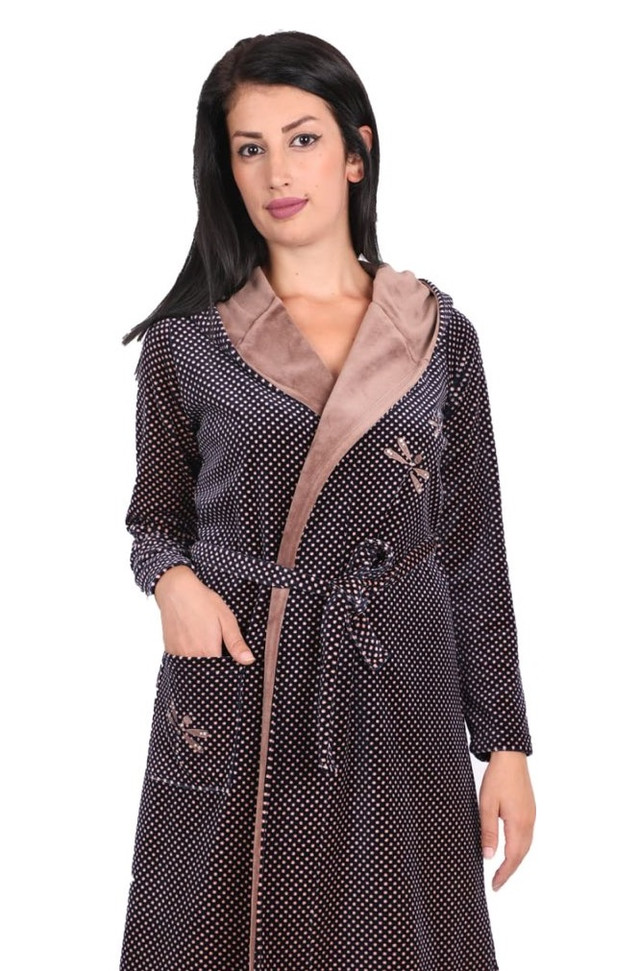 Красивый велюровый халат длинный на запах фото купить в Украине Красивый велюровый халат длинный на запах