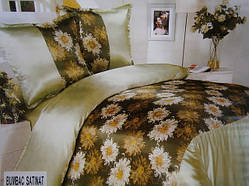 Атласний двоспальний комплект постільної білизни