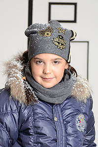 Комплект шапка+шарф для девочки