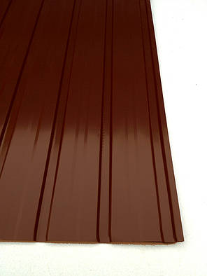 Профнастил для забору ПС-10 кольоровий, колір: шоколад, 0,20 мм 1,75 м Х 0,95м, фото 2