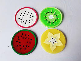 Підставка силіконова під гаряче у наборі з 4-х Асорті фруктове d 8,5 cm (500шт)