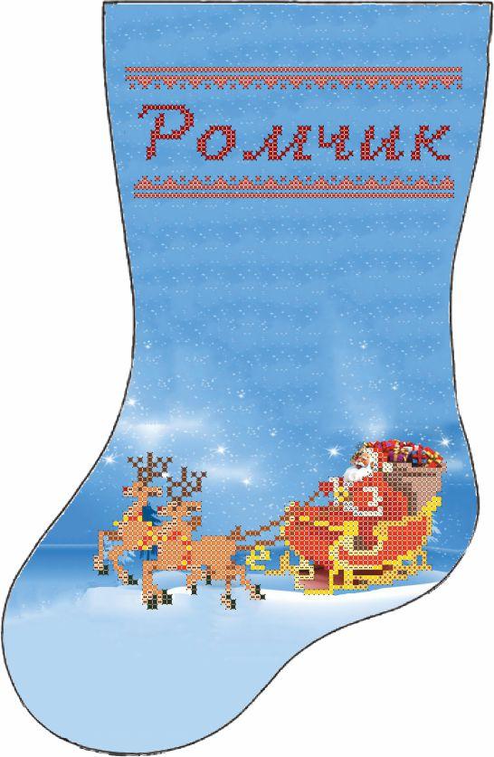 СКМ-243. Схема для вишивки бісером Новорічний чобіток., фото 1