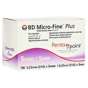 Голки інсулінові Мікрофайн 5 мм для шприц-ручок - BD Micro-fine Plus 5 mm, фото 2