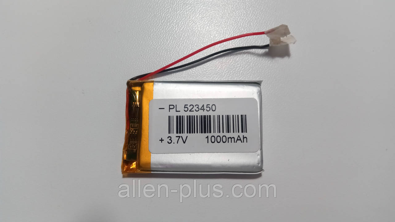 Аккумулятор с контроллером заряда Li-Pol PL523450 3,7V 1000mAh (8*30*50мм) - фото 1 - id-p824658326