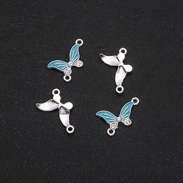Фурнітура Коннектор Метелик блакитна емаль 24х12мм фас. 4шт.