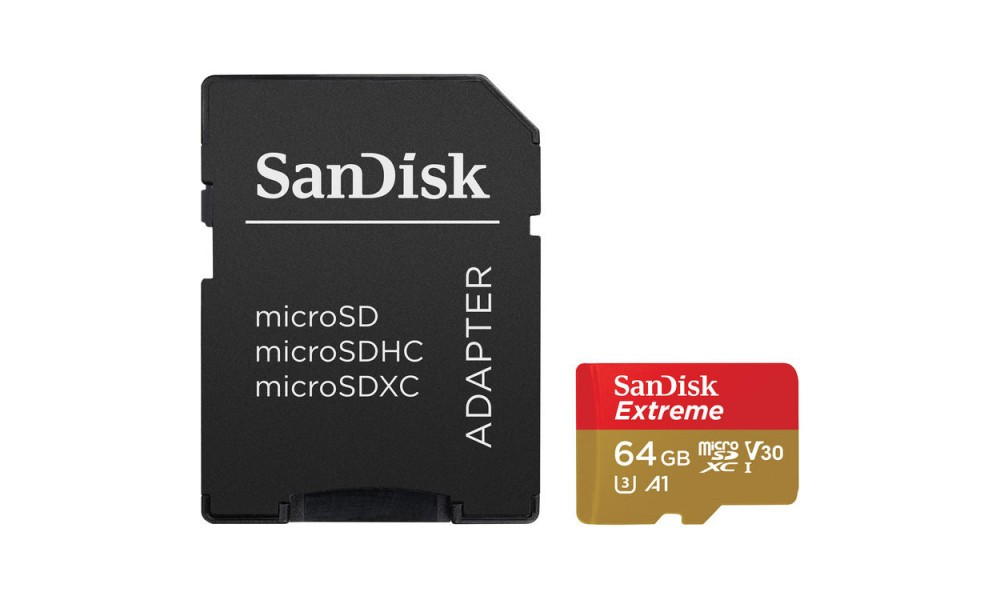 Карта пам'яті SanDisk 64GB Extreme UHS-I microSDXC Memory Card with SD Adapter (SDSQXAF-064G-GN6MA)