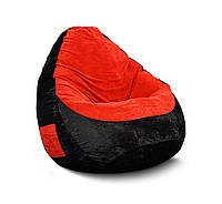 Бескаркасное кресло мешок Флок PufOn, L, Черный, Красный