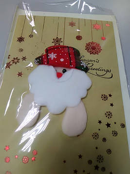 Листівка новорічна з об'ємною аплікацією дід мороз