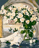 Картина по номерам Белые розы и голуби