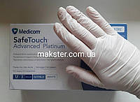 Нитриловые перчатки белые неопудренные (100шт/уп) Медиком SafeTouch Platinum White S