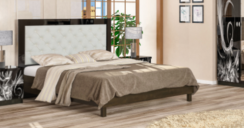 ліжко Єва Меблі-Сервіс з м'яким узголів'ям в кольорі венге темний