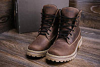 Мужские зимние кожаные ботинки Timberland Crazy Shoes Chocolate