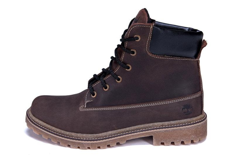 Мужские зимние кожаные ботинки Timberland Crazy Shoes Chocolate - фото 6 - id-p824943236