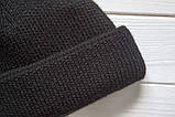 Чоловіча шапка зимова в'язана Лео з відворотом чорна, фото 4