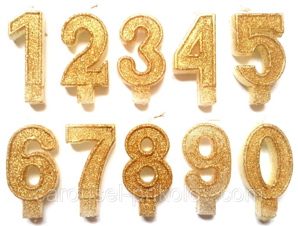 Звики цифри в торт золото, фото 1