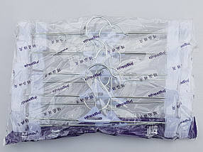Плічка вішалки тремпеля для штанів і спідниць металеві з пластмасовою прищіпкою білого кольору, довжина 30 см, фото 3