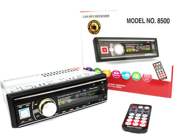 Магнітола автомобільна без диска з ФМ MP3-8500 MP3+USB+Sd+MMC RGB-панель