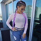 Для зачісок канокалон омбре, ніжно-рожевий фіолетовий, коси брейди, фото 3