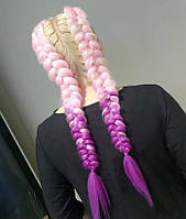 Для причёсок канекалон омбре, нежно розовый фиолет, косы брейды