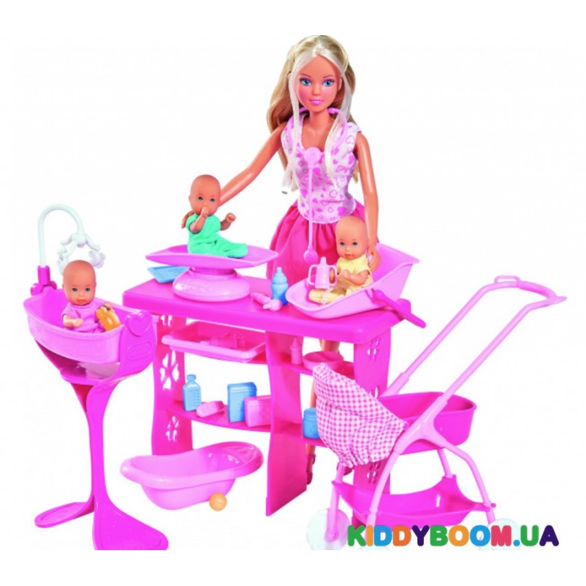 Ляльковий набір Штеффі Чудова турбота, з трьома малюками та аксесуарами Steffi & Evi 5733212