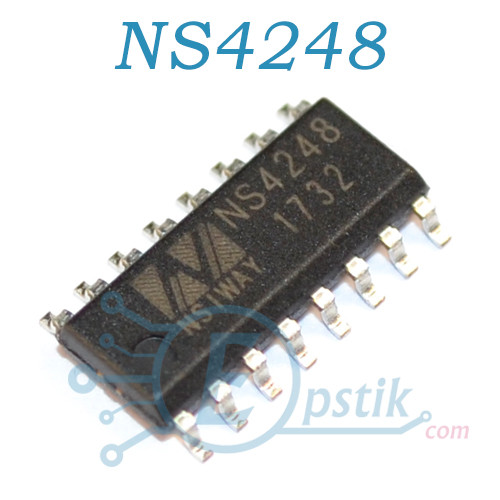 NS4248, двоканальний стереопідсилювач, SOP16