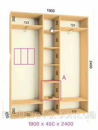 Шафа-купе 3 двері Комфорт 190х45 h-240, ТМ Фенікс, фото 1